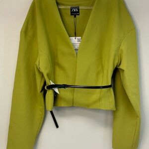Zara Women's Lime Green Blazer with Black Belt NWT size XXL